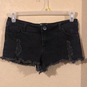 Shredded black shorts